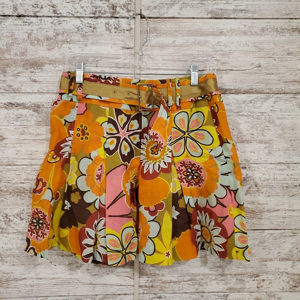Etcetera Orange Floral Short Skirt Gem